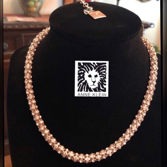Anne Klein Rose Gold Tone Pave Crystal Necklace - Picture 6 of 16